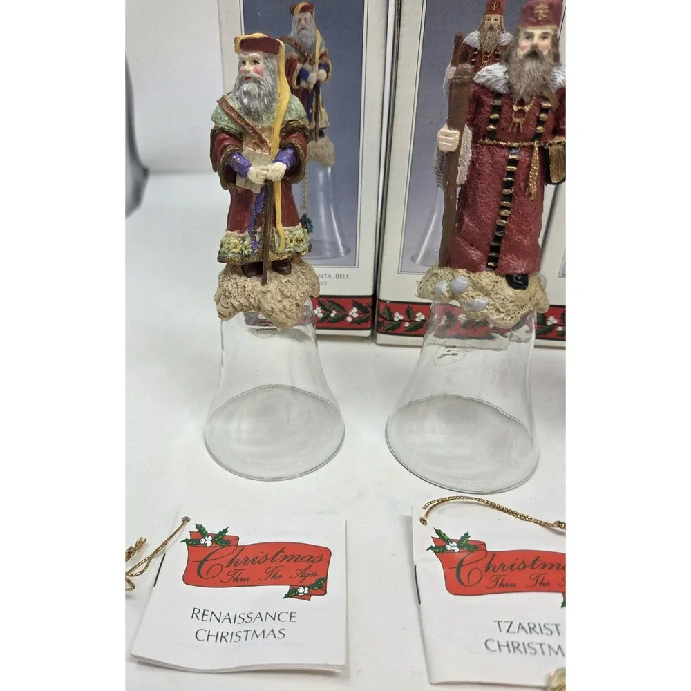 1992 Novelino Santa Bell Lot Christmas Thru The Ages Set of 6 in Boxes
